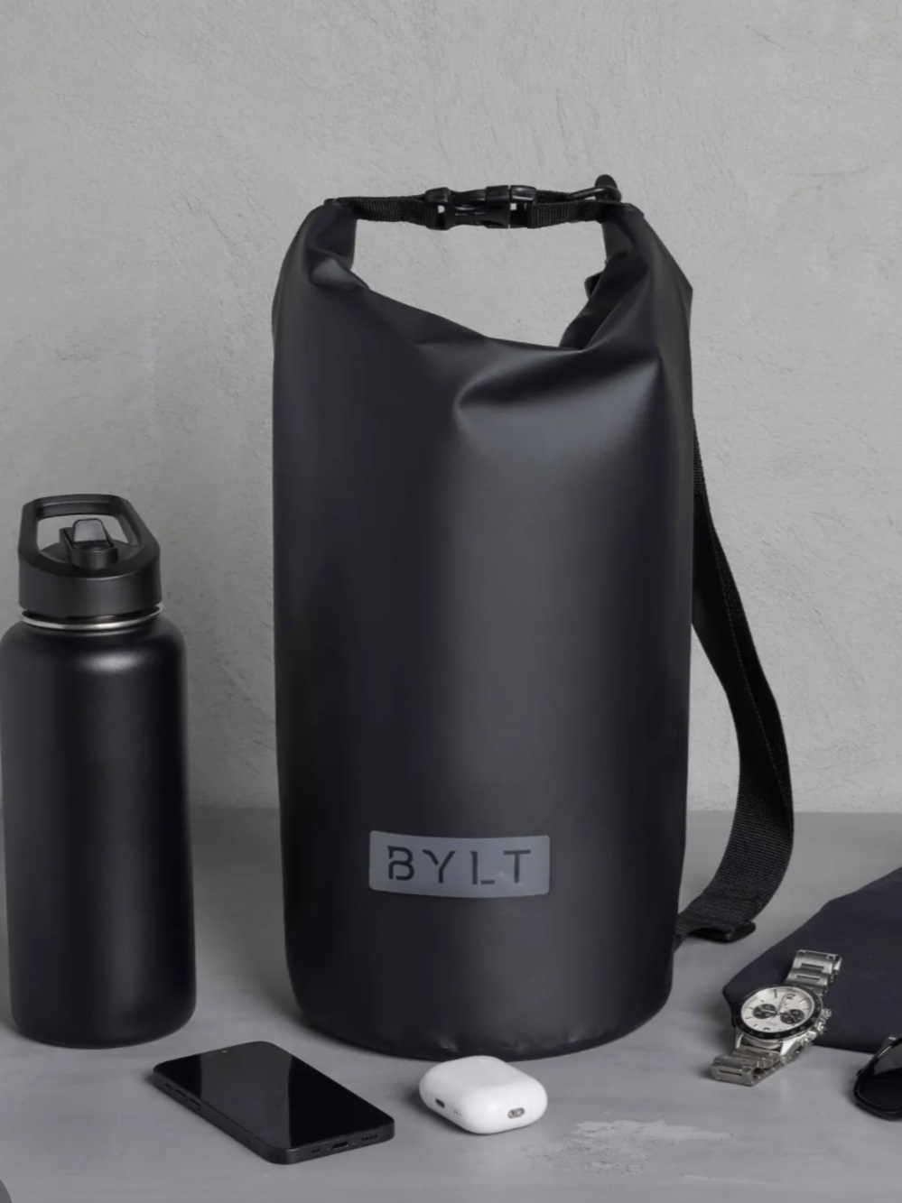 BYLT Basics Black Roll-Top Dry Duffel Bag
